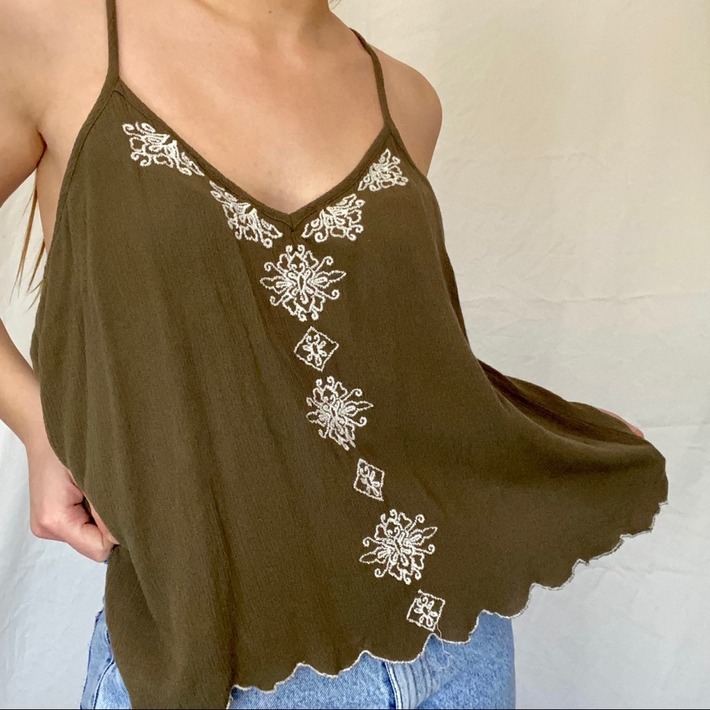 Olive Ruffled Cami